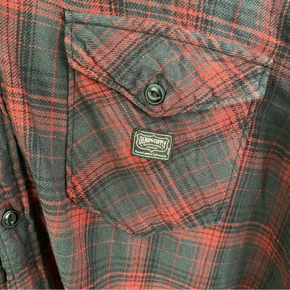 Denim & Supply Ralph Lauren Red and Black Plaid Shirt button down with hood - Picture 4 of 14